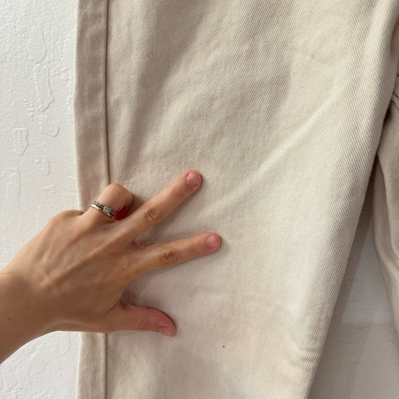 Reclaimed Vintage Ecru Cream Brown Stitching 90s Tapered Mom Fit Jeans 4 - Picture 10 of 13